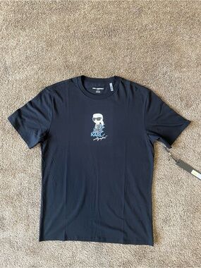 Karl Lagerfeld Paris Black Graphic Logo T-Shirt Mens M NWT